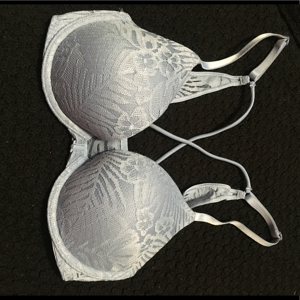 PINK: LEAFY PALM PU BRA - BLUEBELL